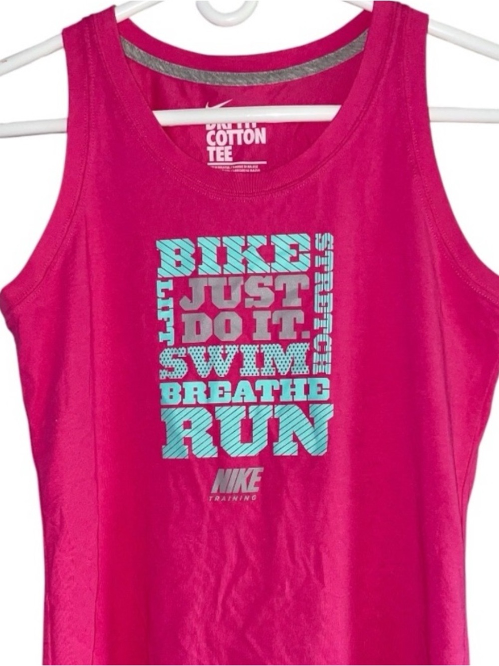 Nike Pink Graphic Tank - "Run"